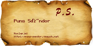 Puns Sándor névjegykártya